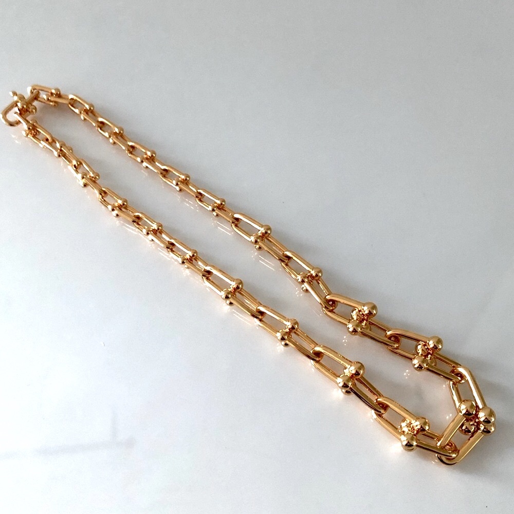 Gold Hardware Graduated Link U Necklace - Picture 8 of 12